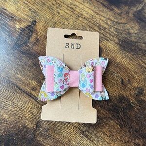 Handmade Cute Girls' Bow Hair Clip with Pink Center